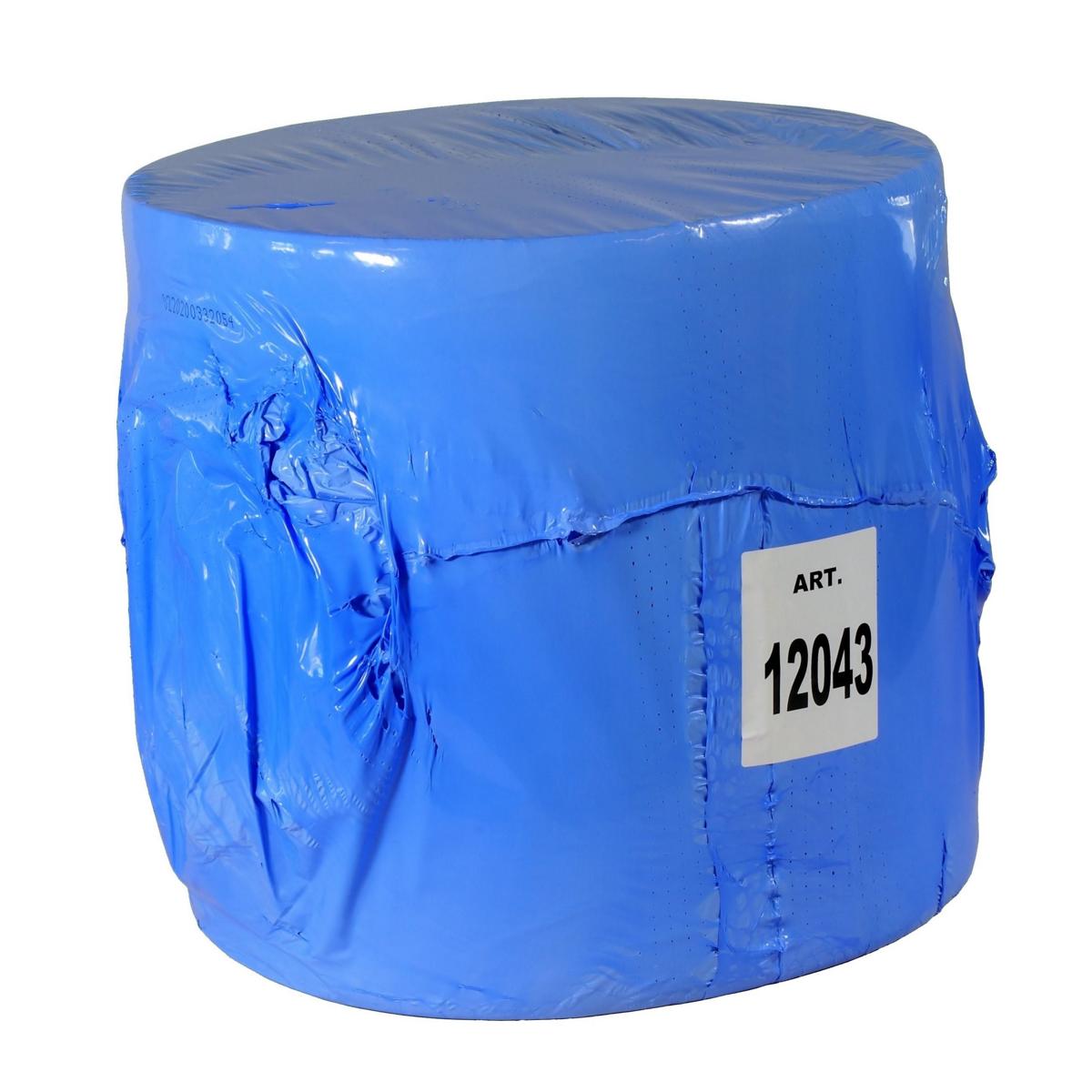 Papierhandtücher Putztuchrolle Außenabrollung 3-lagig, Zellstoff blau, perforiert, "TRIO", 1000 Blatt/Rolle | 1 Rolle verpackt 
