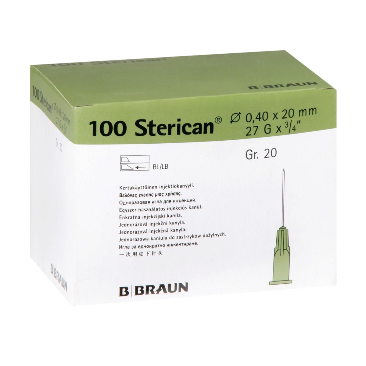 Braun Sterican Einmalkanülen Größe 20 | 100 Stück 
