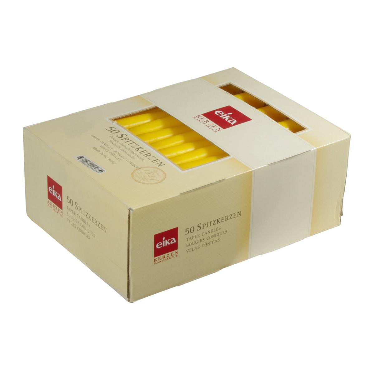 Spitzkerzen 245 x 24 mm, 50 Stück/Pack | Farbe gelb/maisgelb 