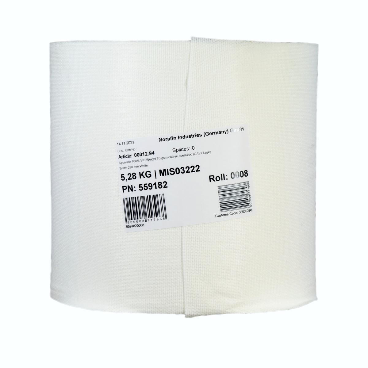 Putztuchrolle Poliertuch Vlies 100% VIS, lösungsmittelbeständig, unperforiert, weiß | 5 kg 
