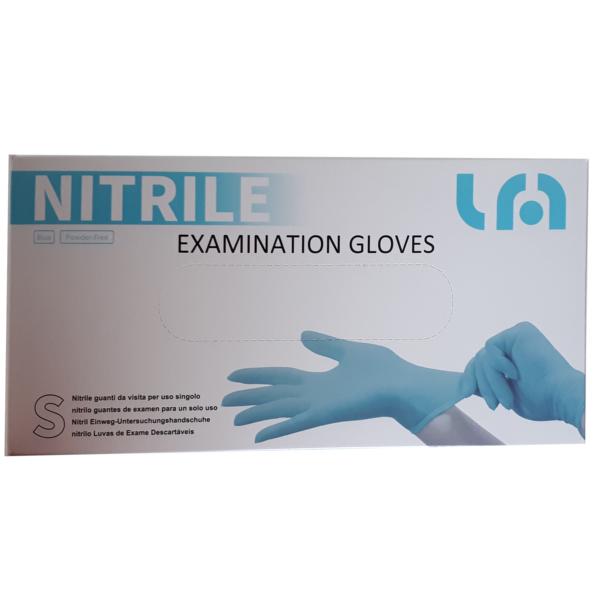 Einweghandschuhe Nitril puderfrei, blau, "Examination Gloves", 100 Stück/Box | Größe S