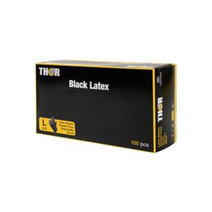 Einweghandschuhe Latex, puderfrei, "THOR Black Latex", schwarz | Größe L 
