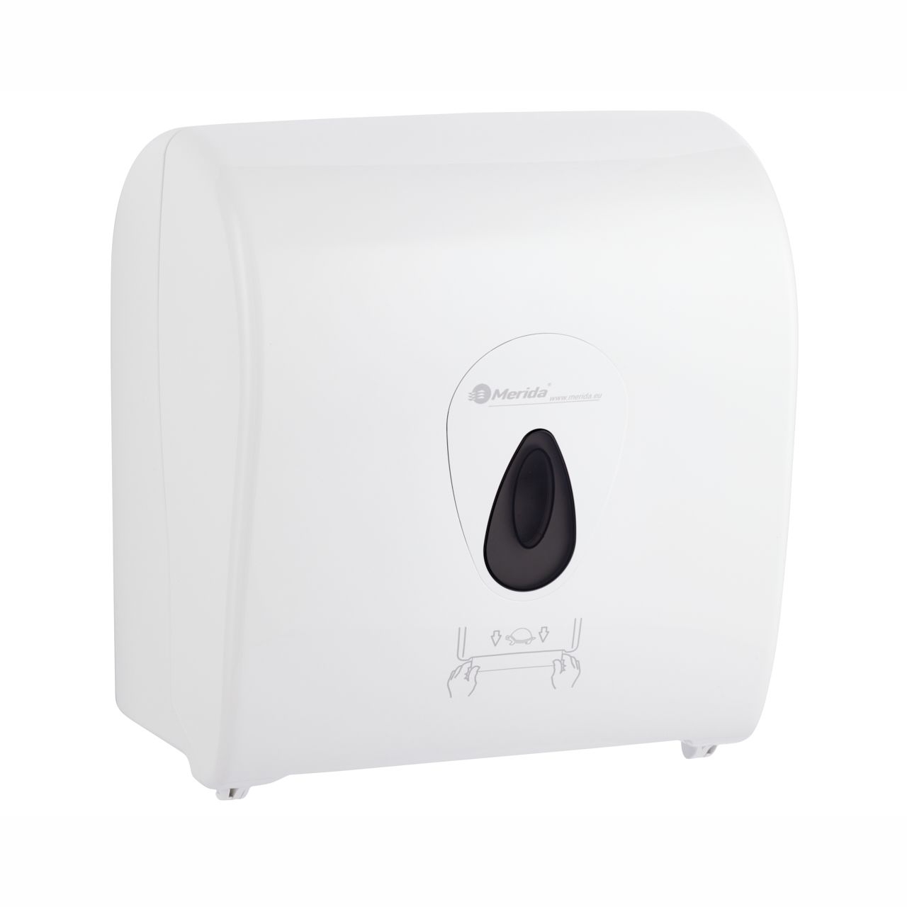 Rollenhandtuchspender "Maxi" manueller Papiertransport mit Autocutsystem, Außenabrollung |  weiß/grau 
