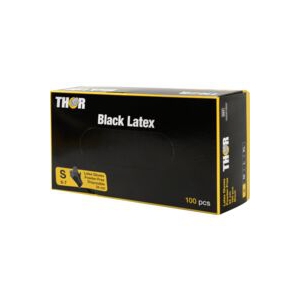 Einweghandschuhe Latex, puderfrei, "THOR Black Latex", schwarz | Größe S  
