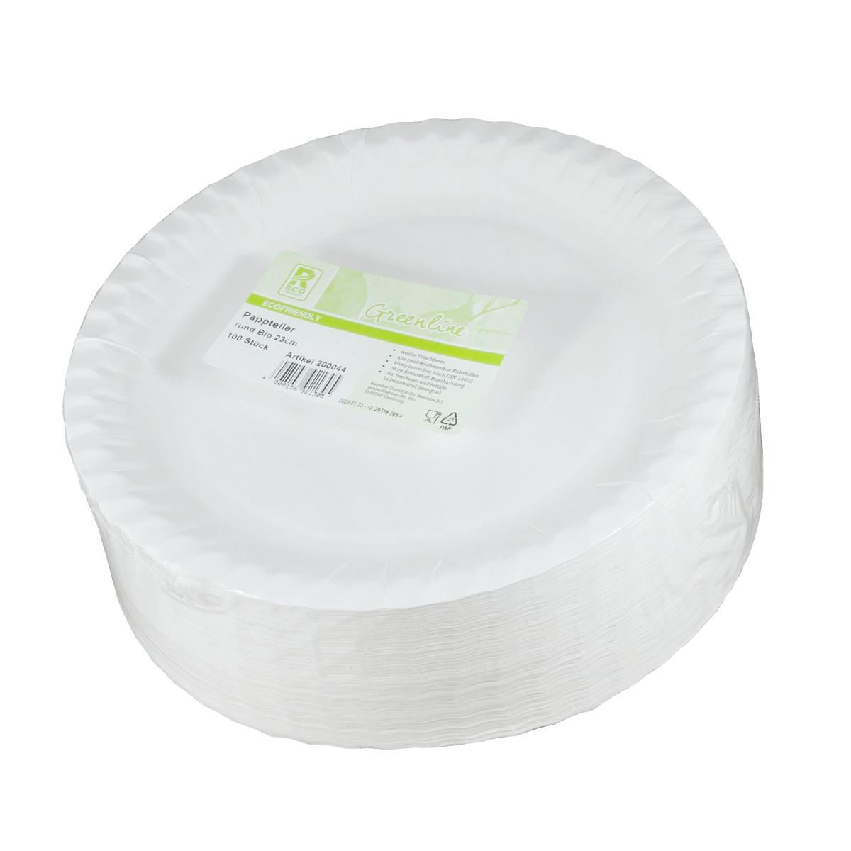 *Pappteller rund Bio 23 cm, Frischfaser | 100 Stück 