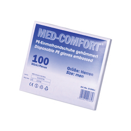 Einweghandschuhe PE-Handschuhe puderfrei, transparent, gehämmert, 100 Stück/Box | Größe S 
