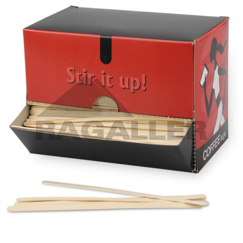 Rührstäbchen Holz Premium 178 mm in Spender-Box | 1000 Stück