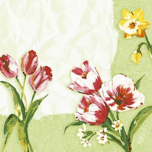 Dunisoft Servietten 40 x 40 cm, 60 Stück/Pack | mit Motiv Red Tulip 
