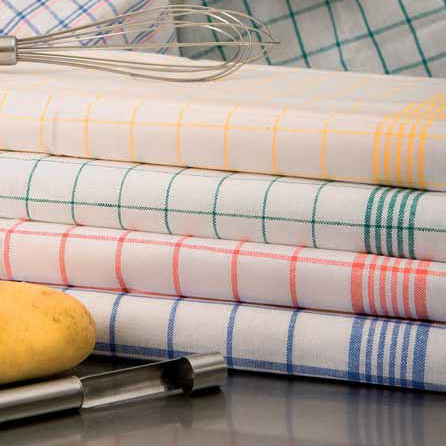 Geschirrtuch Halbleinen 50 x 70 cm, 200 g/m², hell | farbig karriert 
