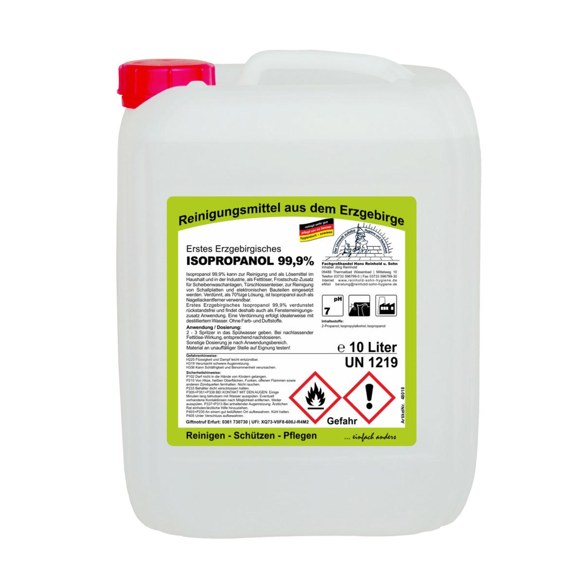 Erstes Erzgebirgisches Isopropanol (Isopropylalkohol) 99,9% | 10 Liter 