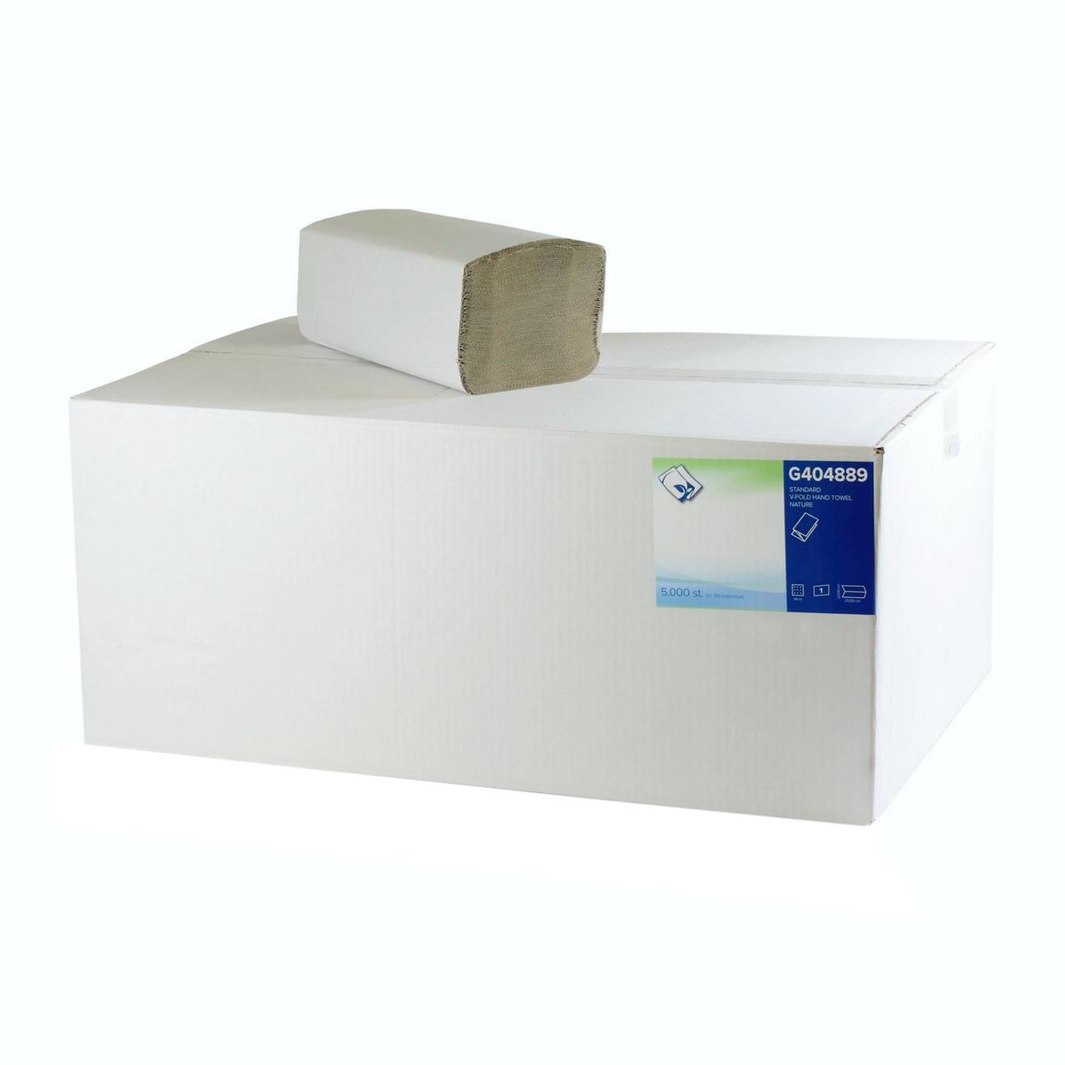 Papierhandtücher 1-lagig, 25 x 23 cm, Zick-Zack-Falz, soft natur, 36 g/m² | 5.000 Blatt/Karton 