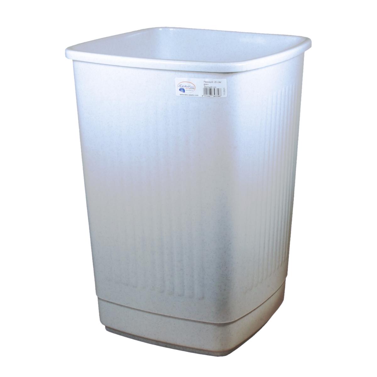 Abfallbehälter, Papierkorb 25 Liter eckig, geschlossen | granit 
