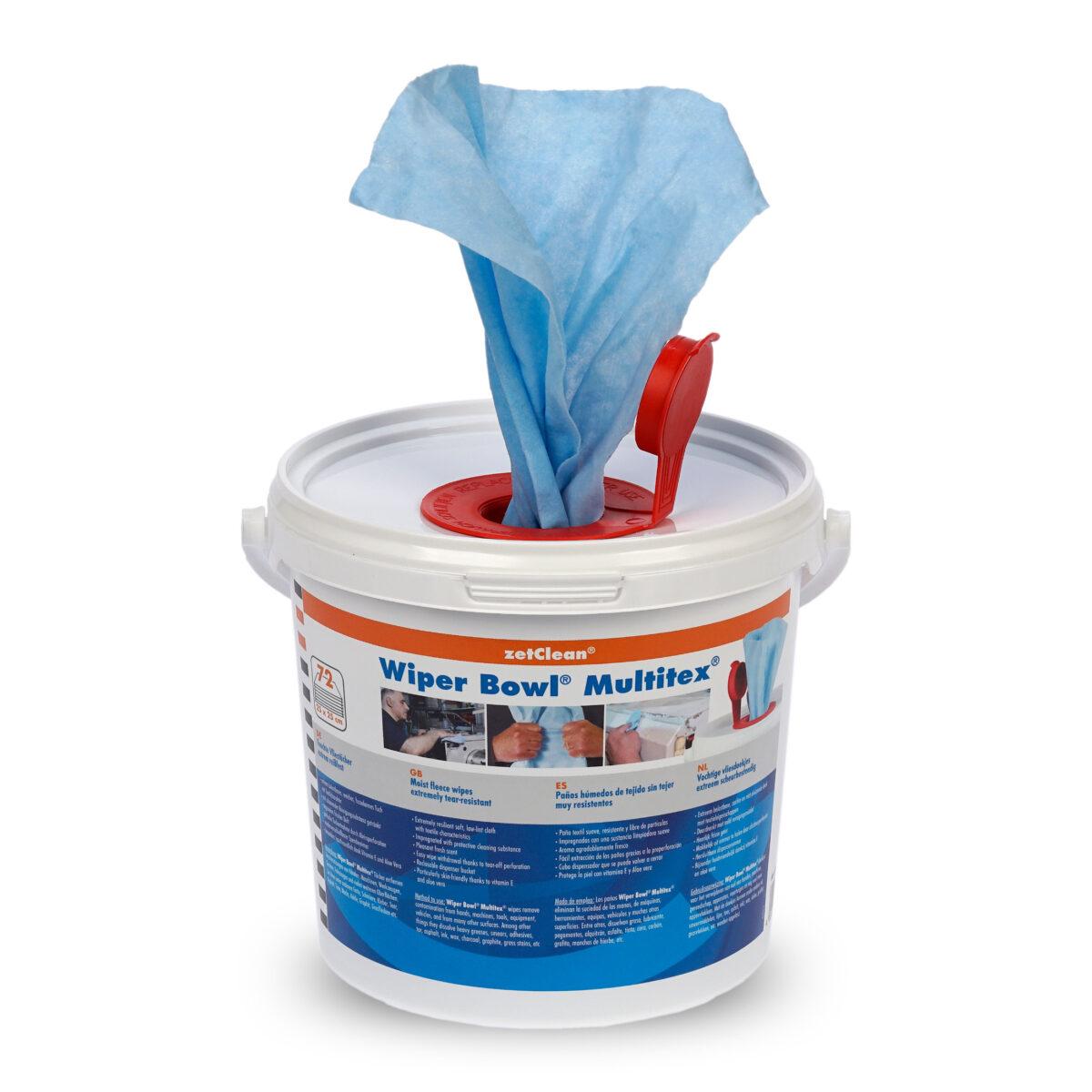 Wiper Bowl® Multitex®, feuchte Reinigungstücher im Spendereimer | 72 Tücher 