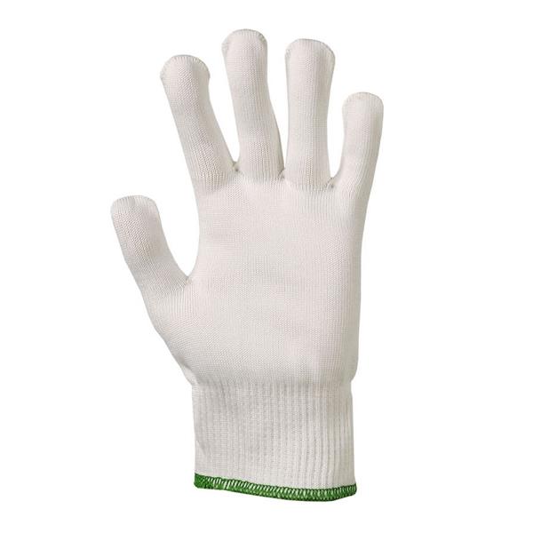 Arbeitsschutzhandschuh/Strickhandschuhe Kategorie II, schnitthemmend, optisch weiß | Größe  9 grüner Rand 
