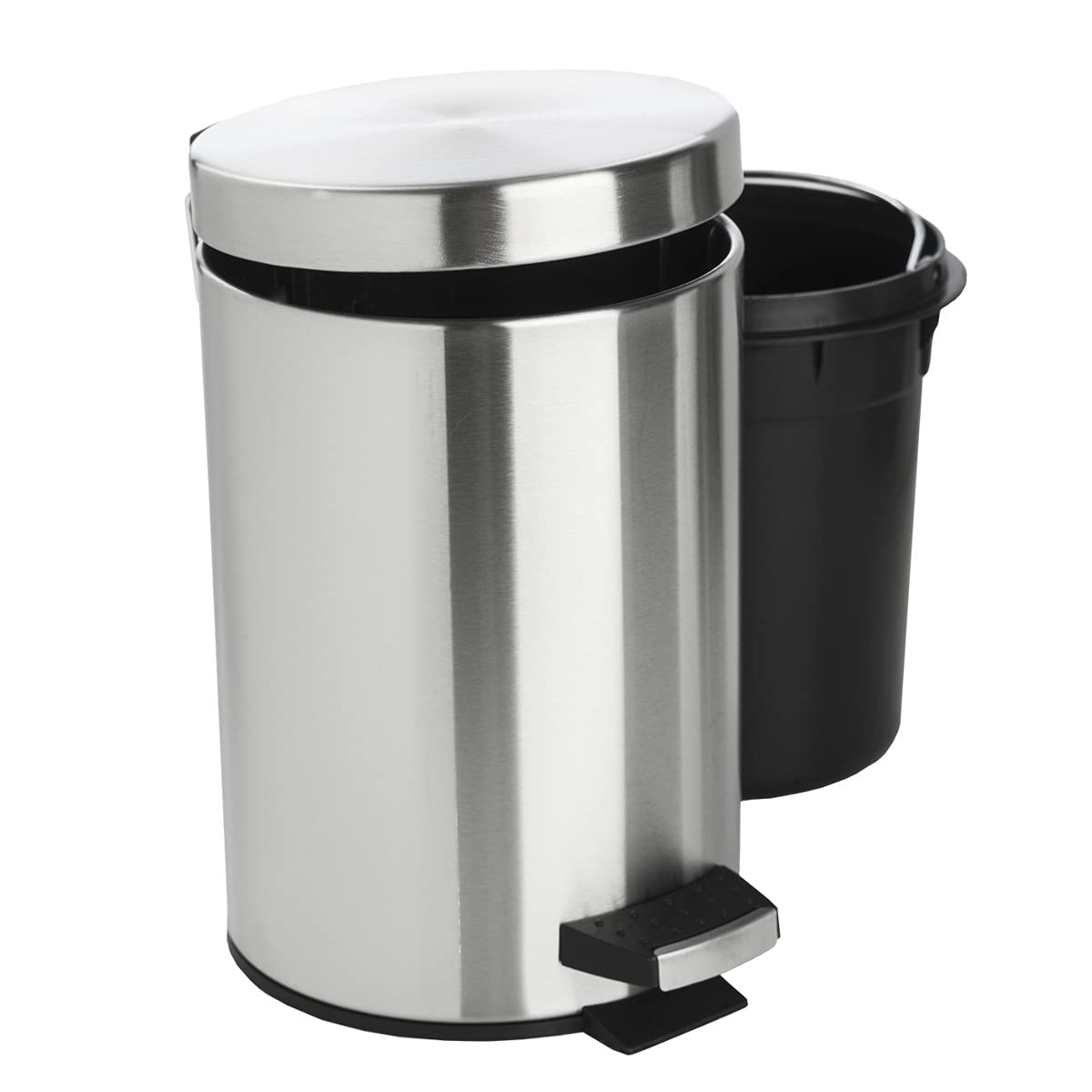 Abfallbehälter, Treteimer 12 Liter, rund,  Edelstahl | silber gebürstet 
