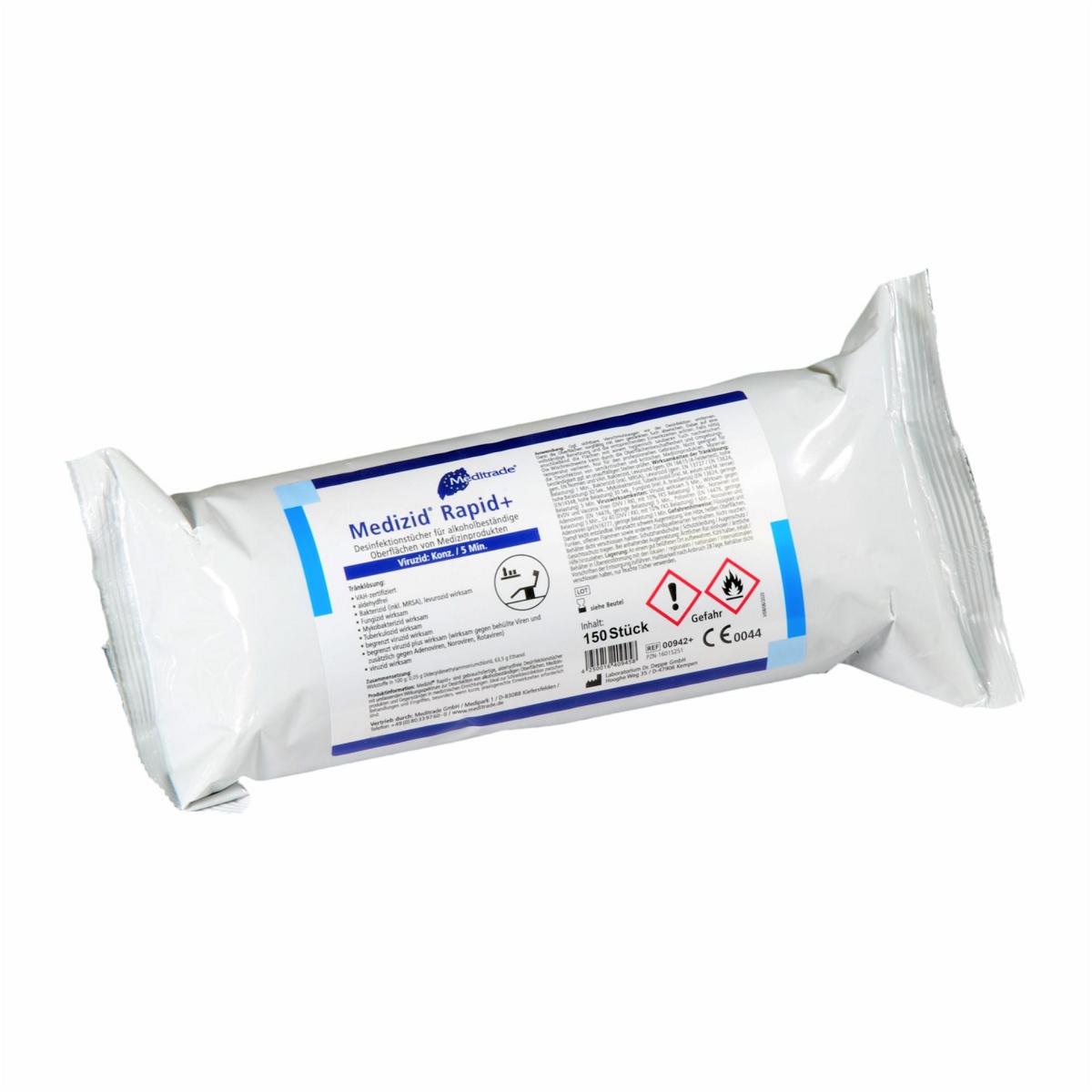 Medizid® Rapid+ Desinfektionstücher-Nachfüllpackung | 150 Tücher 
