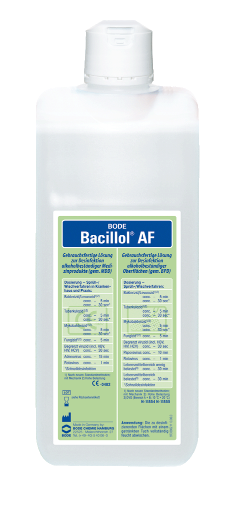 Bacillol AF, aldehydfreie, alkoholische Schnelldesinfektion für Flächen | 1 Liter 
