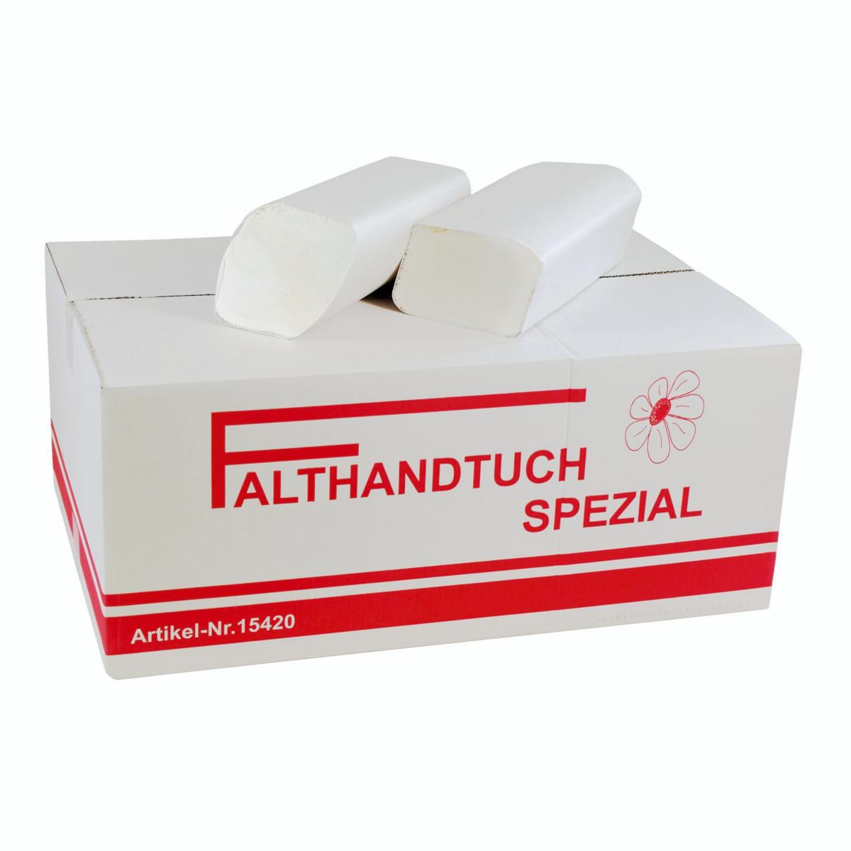 Papierhandtücher 2-lagig, 24,5 x 23 cm, Spezialpapier, Zick-Zack-Falz, hochweiß | 3.200 Blatt/Karton