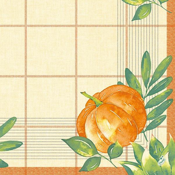 DUNI Zelltuch-Servietten 40 x 40 cm, 3-lagig, 1/4 Falz, 250 Stück/Pack | mit Motiv Pumpkin Spice
