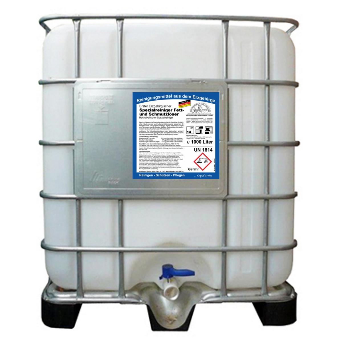 Erster Erzgebirgischer Spezialreiniger, Fett- und Schmutzlöser | 1000 Liter IBC Container 