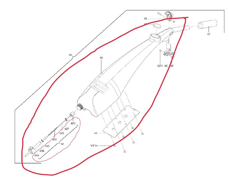 Zubehör/Ersatzeil: Bowdenzug komplett mit Dichtung, Druckfeder, usw. für Wassertank 

