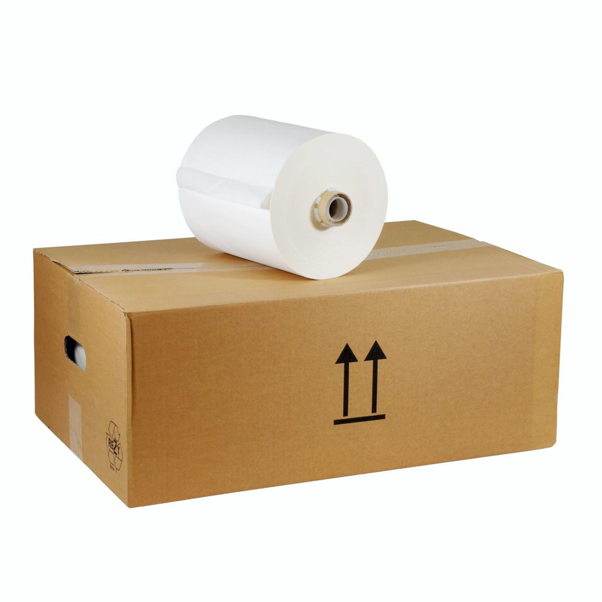 Papierhandtücher Rollenhandtücher Außenabrollung 1-lagig, Zellstoff weiß, 230 m, "COSMOS" | 6 Rollen