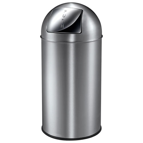 Abfallbehälter 40 Liter, "Pushcan" rund | edelstahl matt 