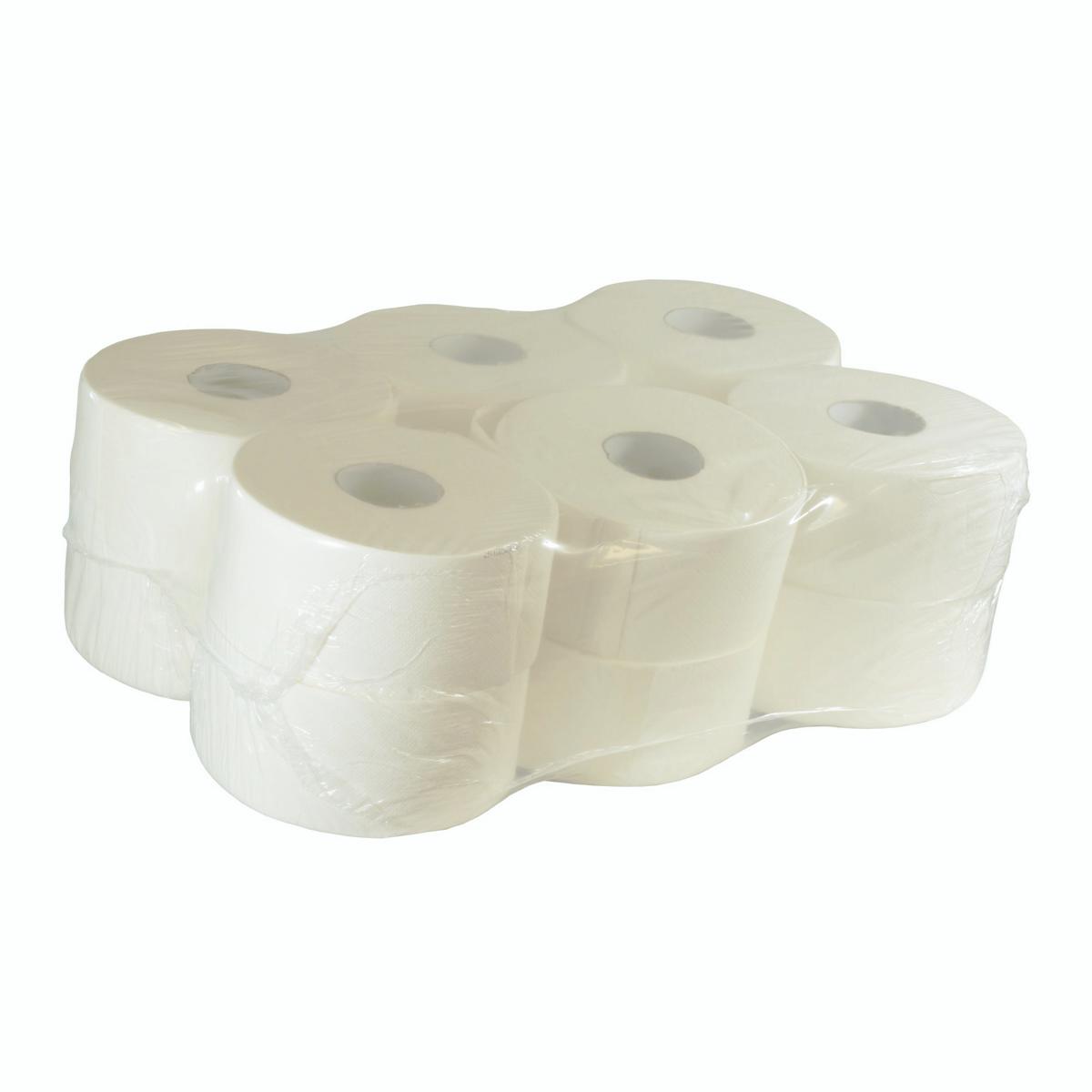 Toilettenpapier Großrolle 2-lagig, 100% Zellstoff, weiß,160 m, 890 Blatt, "STAR 19" | 12 Rollen/Sack 
