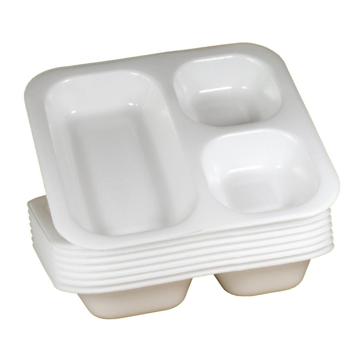 *Menüschale Polystyrol siegelfähig 3-geteilt, 1000 ml, 247 x 262 x 40 mm | 200 Stück weiß 