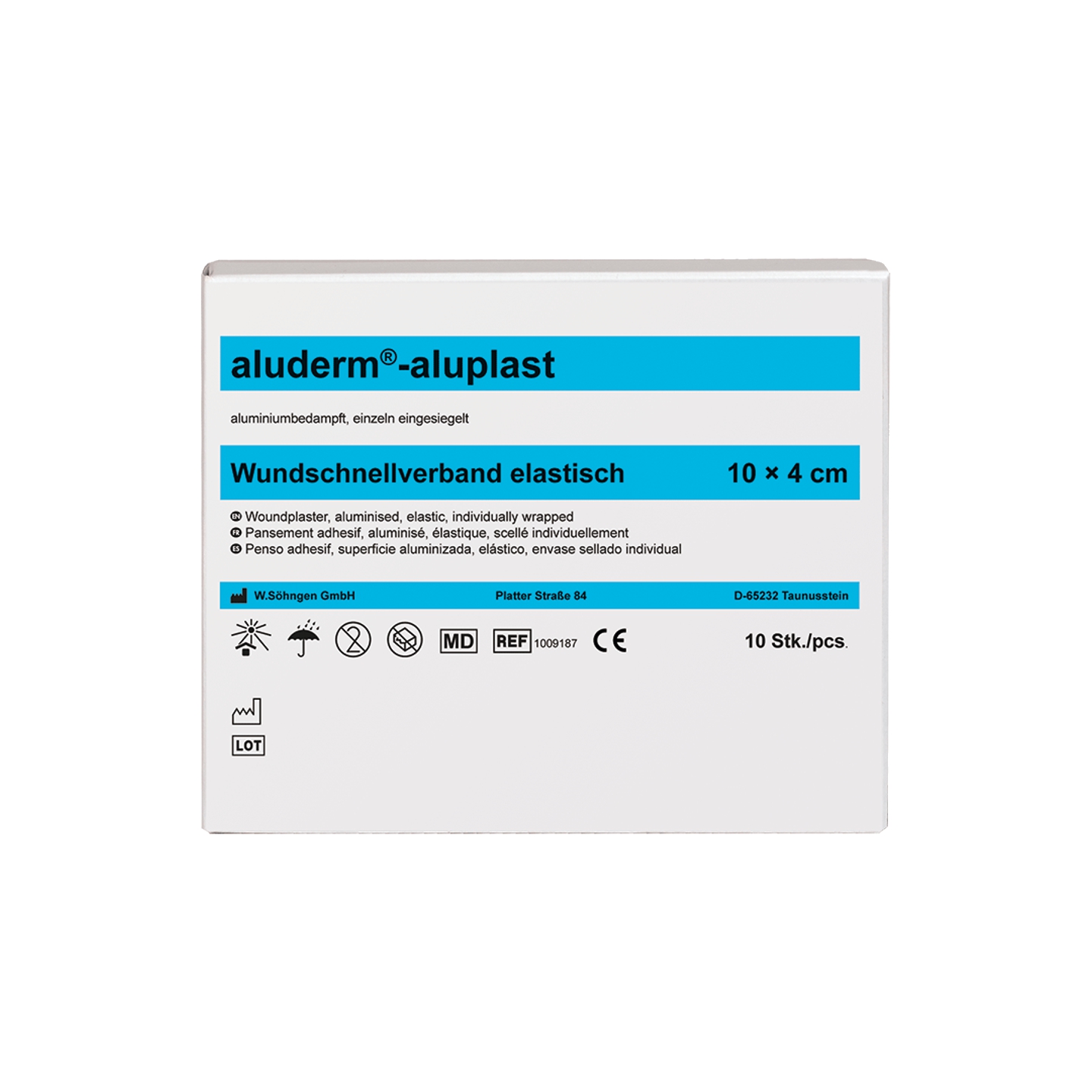 aluderm®-aluplast elastisch, 10 cm x 4 cm | 10 Stück 

