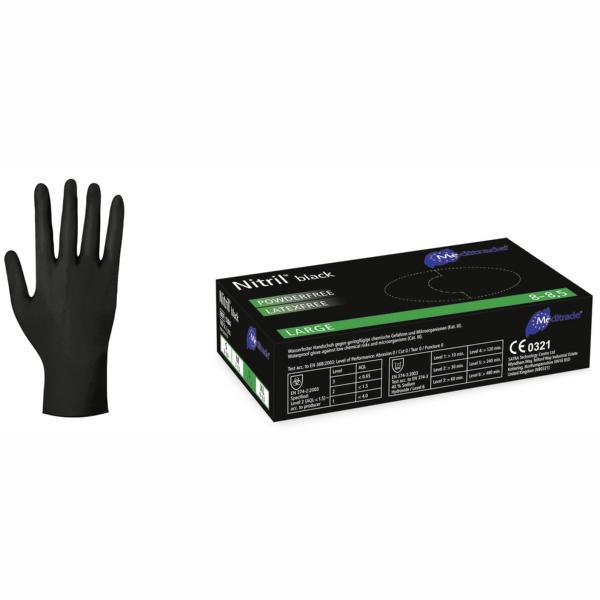 Einweghandschuhe Nitril, puderfrei, "Nitril black", 100 Stück/Box | Größe S 
