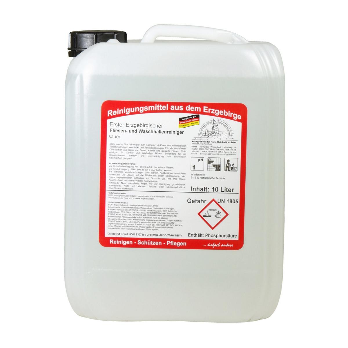 Erster Erzgebirgischer Fliesen- und Waschhallenreiniger sauer | 10 Liter 